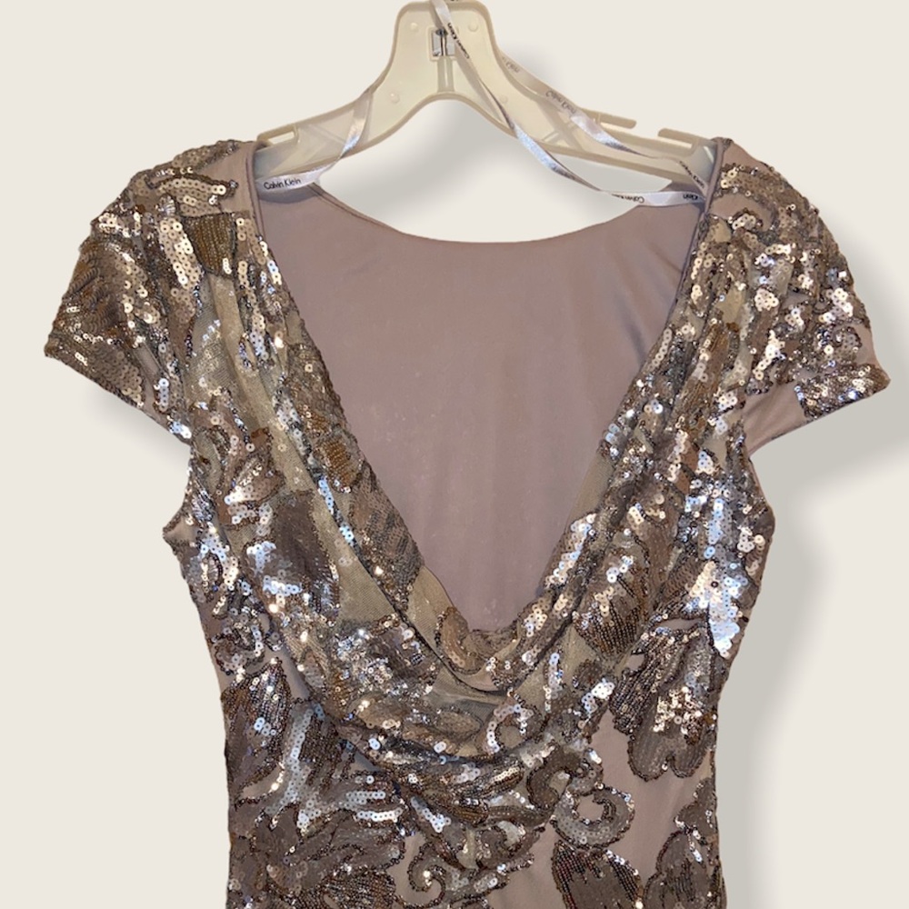 Calvin Klein Embellished Cowl Back Gown - Picture 8 of 16